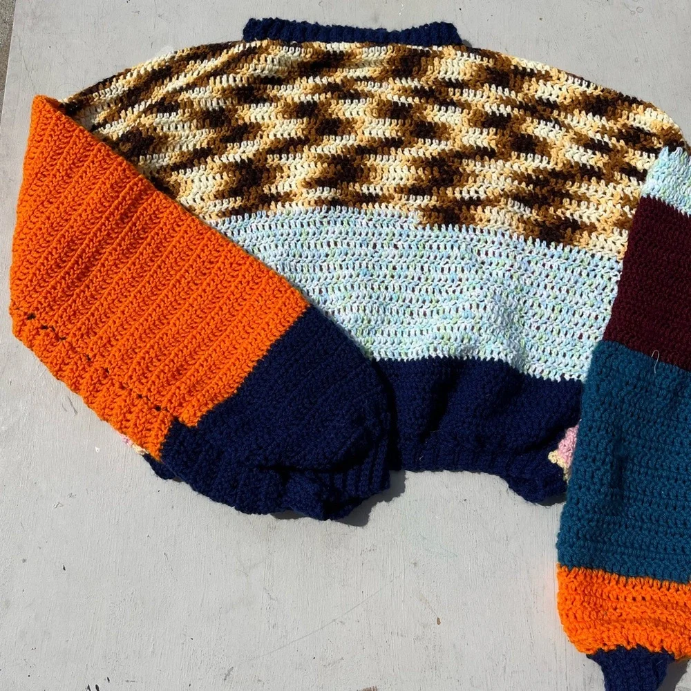 Women's Knit Crochet Sweater Multicolor Solid NO SIZE Balloon Cottage‎ Grandma
